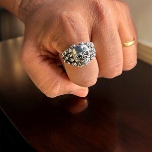 925 Sterling Silver Skull Ring for Men – Heavy Gothic Statement Ring Size 12